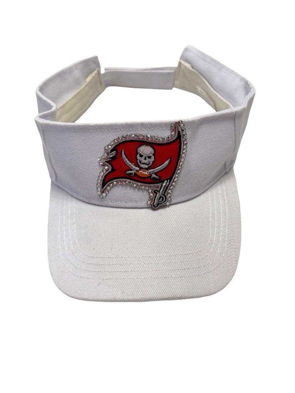 Tampa Bay Buccaneers Women’s White Rhinestone Bling Visor Adjustable NFL Footbal